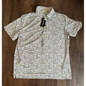 Hawke & Co 283321 Performance Mens XL White BBQ Print Short Sleeve Golf Polo